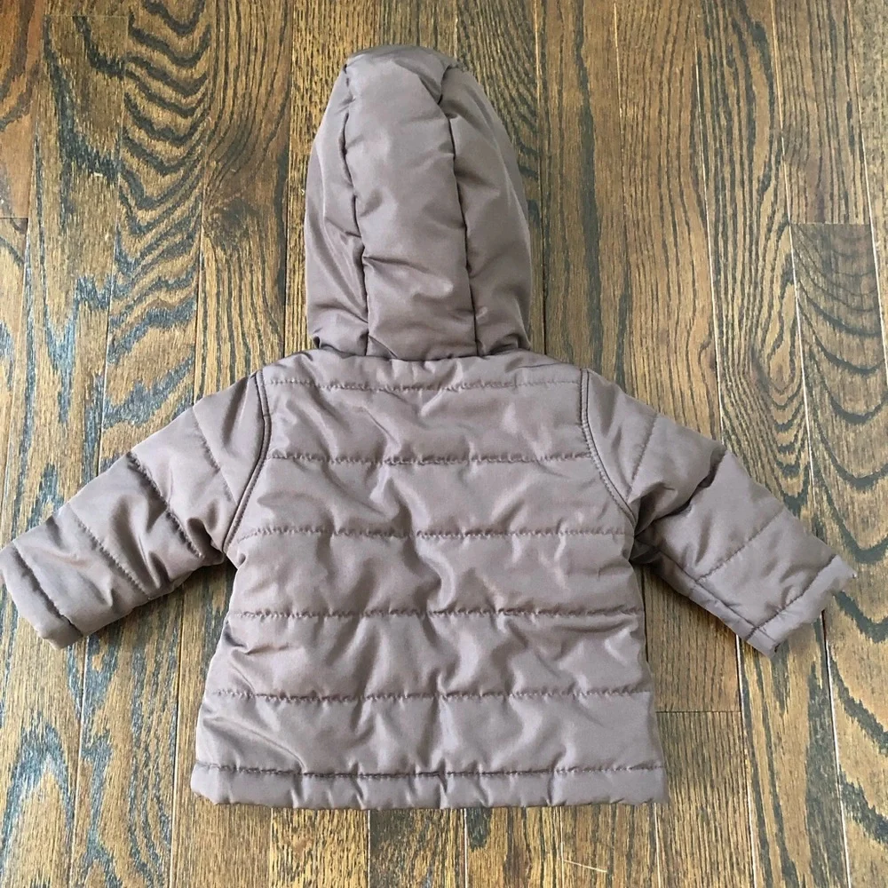 *NWOT* Carter’s 3-6M Brown Quilted Puffer Jacket Snap Buttons w/Pockets & Hood